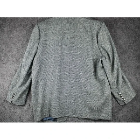 Saddleworth Superfine Wool Sable Mink Cashmere Jacket Coat Gray Herringbone